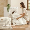 image:imageBedsure Gentlesoft 2in1 Oversized King Comforter Set and Detachable Fluffy Blanket Beige Bedding Set for All Season Use Detachable Design for Space Saving Includes 2 Pillow Shams 2 Pillowcases02  Cream White