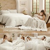 image:imageBedsure Gentlesoft 2in1 Oversized King Comforter Set and Detachable Fluffy Blanket Beige Bedding Set for All Season Use Detachable Design for Space Saving Includes 2 Pillow Shams 2 Pillowcases02  Cream White