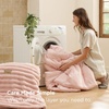 image:imageBedsure Gentlesoft 2in1 Oversized King Comforter Set and Detachable Fluffy Blanket Beige Bedding Set for All Season Use Detachable Design for Space Saving Includes 2 Pillow Shams 2 Pillowcases06  Pink