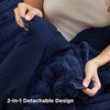 image:imageBedsure Gentlesoft 2in1 Oversized King Comforter Set and Detachable Fluffy Blanket Beige Bedding Set for All Season Use Detachable Design for Space Saving Includes 2 Pillow Shams 2 Pillowcases05  Navy Blue