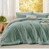 image:imageBedsure King Comforter Set Dark Green Soft Prewashed Bedding for All Seasons 3 Pieces GentleSoft Bed Set 1 Lightweight Comforter 104x90 and 2 Pillowcases 20x3619  Sage Green