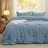 image:imageBedsure King Comforter Set Dark Green Soft Prewashed Bedding for All Seasons 3 Pieces GentleSoft Bed Set 1 Lightweight Comforter 104x90 and 2 Pillowcases 20x3607  Dusty Blue