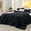 image:imageBedsure King Comforter Set Dark Green Soft Prewashed Bedding for All Seasons 3 Pieces GentleSoft Bed Set 1 Lightweight Comforter 104x90 and 2 Pillowcases 20x3606  Black