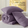 image:imageBedsure King Comforter Set Dark Green Soft Prewashed Bedding for All Seasons 3 Pieces GentleSoft Bed Set 1 Lightweight Comforter 104x90 and 2 Pillowcases 20x3610  Grayish Purple