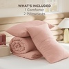 image:imageBedsure King Comforter Set Dark Green Soft Prewashed Bedding for All Seasons 3 Pieces GentleSoft Bed Set 1 Lightweight Comforter 104x90 and 2 Pillowcases 20x3615  Blush Pink