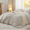 image:imageBedsure King Comforter Set Dark Green Soft Prewashed Bedding for All Seasons 3 Pieces GentleSoft Bed Set 1 Lightweight Comforter 104x90 and 2 Pillowcases 20x3601  Beige