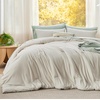 image:imageBedsure King Comforter Set Dark Green Soft Prewashed Bedding for All Seasons 3 Pieces GentleSoft Bed Set 1 Lightweight Comforter 104x90 and 2 Pillowcases 20x3601  Beige