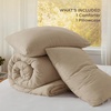 image:imageBedsure King Comforter Set Dark Green Soft Prewashed Bedding for All Seasons 3 Pieces GentleSoft Bed Set 1 Lightweight Comforter 104x90 and 2 Pillowcases 20x3620  Khaki