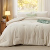 image:imageBedsure King Comforter Set Dark Green Soft Prewashed Bedding for All Seasons 3 Pieces GentleSoft Bed Set 1 Lightweight Comforter 104x90 and 2 Pillowcases 20x3608  Cream