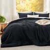 image:imageBedsure King Comforter Set Dark Green Soft Prewashed Bedding for All Seasons 3 Pieces GentleSoft Bed Set 1 Lightweight Comforter 104x90 and 2 Pillowcases 20x3606  Black