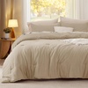 image:imageBedsure King Comforter Set Dark Green Soft Prewashed Bedding for All Seasons 3 Pieces GentleSoft Bed Set 1 Lightweight Comforter 104x90 and 2 Pillowcases 20x3620  Khaki