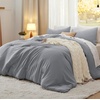 image:imageBedsure King Comforter Set Dark Green Soft Prewashed Bedding for All Seasons 3 Pieces GentleSoft Bed Set 1 Lightweight Comforter 104x90 and 2 Pillowcases 20x3605  Grey
