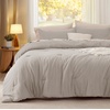 image:imageBedsure King Comforter Set Dark Green Soft Prewashed Bedding for All Seasons 3 Pieces GentleSoft Bed Set 1 Lightweight Comforter 104x90 and 2 Pillowcases 20x3624  Linen
