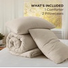 image:imageBedsure King Comforter Set Dark Green Soft Prewashed Bedding for All Seasons 3 Pieces GentleSoft Bed Set 1 Lightweight Comforter 104x90 and 2 Pillowcases 20x3623  Sand