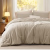 image:imageBedsure King Comforter Set Dark Green Soft Prewashed Bedding for All Seasons 3 Pieces GentleSoft Bed Set 1 Lightweight Comforter 104x90 and 2 Pillowcases 20x3623  Sand