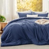 image:imageBedsure King Comforter Set Dark Green Soft Prewashed Bedding for All Seasons 3 Pieces GentleSoft Bed Set 1 Lightweight Comforter 104x90 and 2 Pillowcases 20x3609  Navy