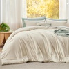 image:imageBedsure King Comforter Set Dark Green Soft Prewashed Bedding for All Seasons 3 Pieces GentleSoft Bed Set 1 Lightweight Comforter 104x90 and 2 Pillowcases 20x3608  Cream