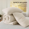 image:imageBedsure King Comforter Set Dark Green Soft Prewashed Bedding for All Seasons 3 Pieces GentleSoft Bed Set 1 Lightweight Comforter 104x90 and 2 Pillowcases 20x3608  Cream