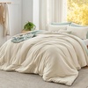 image:imageBedsure King Comforter Set Dark Green Soft Prewashed Bedding for All Seasons 3 Pieces GentleSoft Bed Set 1 Lightweight Comforter 104x90 and 2 Pillowcases 20x3608  Cream