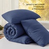 image:imageBedsure King Comforter Set Dark Green Soft Prewashed Bedding for All Seasons 3 Pieces GentleSoft Bed Set 1 Lightweight Comforter 104x90 and 2 Pillowcases 20x3609  Navy