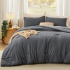 image:imageBedsure King Comforter Set Dark Green Soft Prewashed Bedding for All Seasons 3 Pieces GentleSoft Bed Set 1 Lightweight Comforter 104x90 and 2 Pillowcases 20x3636  Dark GrayGray