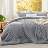 image:imageBedsure King Comforter Set Dark Green Soft Prewashed Bedding for All Seasons 3 Pieces GentleSoft Bed Set 1 Lightweight Comforter 104x90 and 2 Pillowcases 20x3605  Grey