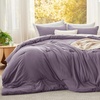 image:imageBedsure King Comforter Set Dark Green Soft Prewashed Bedding for All Seasons 3 Pieces GentleSoft Bed Set 1 Lightweight Comforter 104x90 and 2 Pillowcases 20x3610  Grayish Purple