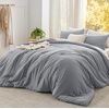 image:imageBedsure King Comforter Set Dark Green Soft Prewashed Bedding for All Seasons 3 Pieces GentleSoft Bed Set 1 Lightweight Comforter 104x90 and 2 Pillowcases 20x3605  Grey
