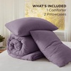 image:imageBedsure King Comforter Set Dark Green Soft Prewashed Bedding for All Seasons 3 Pieces GentleSoft Bed Set 1 Lightweight Comforter 104x90 and 2 Pillowcases 20x3610  Grayish Purple
