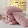 image:imageBedsure King Comforter Set Dark Green Soft Prewashed Bedding for All Seasons 3 Pieces GentleSoft Bed Set 1 Lightweight Comforter 104x90 and 2 Pillowcases 20x3614  Pink