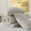 image:imageBedsure King Comforter Set Dark Green Soft Prewashed Bedding for All Seasons 3 Pieces GentleSoft Bed Set 1 Lightweight Comforter 104x90 and 2 Pillowcases 20x3601  Beige