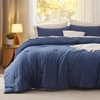 image:imageBedsure King Comforter Set Dark Green Soft Prewashed Bedding for All Seasons 3 Pieces GentleSoft Bed Set 1 Lightweight Comforter 104x90 and 2 Pillowcases 20x3609  Navy
