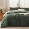 image:imageBedsure King Comforter Set Dark Green Soft Prewashed Bedding for All Seasons 3 Pieces GentleSoft Bed Set 1 Lightweight Comforter 104x90 and 2 Pillowcases 20x3631  Dark Olive GreenGreen