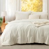 image:imageBedsure King Comforter Set Dark Green Soft Prewashed Bedding for All Seasons 3 Pieces GentleSoft Bed Set 1 Lightweight Comforter 104x90 and 2 Pillowcases 20x3618  Ivory