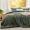 image:imageBedsure King Comforter Set Dark Green Soft Prewashed Bedding for All Seasons 3 Pieces GentleSoft Bed Set 1 Lightweight Comforter 104x90 and 2 Pillowcases 20x3603  Dark Green