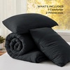 image:imageBedsure King Comforter Set Dark Green Soft Prewashed Bedding for All Seasons 3 Pieces GentleSoft Bed Set 1 Lightweight Comforter 104x90 and 2 Pillowcases 20x3606  Black