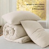 image:imageBedsure King Comforter Set Dark Green Soft Prewashed Bedding for All Seasons 3 Pieces GentleSoft Bed Set 1 Lightweight Comforter 104x90 and 2 Pillowcases 20x3608  Cream