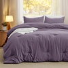 image:imageBedsure King Comforter Set Dark Green Soft Prewashed Bedding for All Seasons 3 Pieces GentleSoft Bed Set 1 Lightweight Comforter 104x90 and 2 Pillowcases 20x3610  Grayish Purple