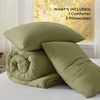 image:imageBedsure King Comforter Set Dark Green Soft Prewashed Bedding for All Seasons 3 Pieces GentleSoft Bed Set 1 Lightweight Comforter 104x90 and 2 Pillowcases 20x3625  Olive Green