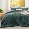 image:imageBedsure King Comforter Set Dark Green Soft Prewashed Bedding for All Seasons 3 Pieces GentleSoft Bed Set 1 Lightweight Comforter 104x90 and 2 Pillowcases 20x3611  Forest Green