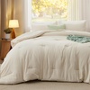 image:imageBedsure King Comforter Set Dark Green Soft Prewashed Bedding for All Seasons 3 Pieces GentleSoft Bed Set 1 Lightweight Comforter 104x90 and 2 Pillowcases 20x3608  Cream