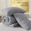 image:imageBedsure King Comforter Set Dark Green Soft Prewashed Bedding for All Seasons 3 Pieces GentleSoft Bed Set 1 Lightweight Comforter 104x90 and 2 Pillowcases 20x3605  Grey