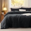image:imageBedsure King Comforter Set Dark Green Soft Prewashed Bedding for All Seasons 3 Pieces GentleSoft Bed Set 1 Lightweight Comforter 104x90 and 2 Pillowcases 20x3606  Black
