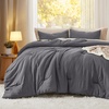 image:imageBedsure King Comforter Set Dark Green Soft Prewashed Bedding for All Seasons 3 Pieces GentleSoft Bed Set 1 Lightweight Comforter 104x90 and 2 Pillowcases 20x3604  Dark Grey