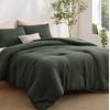 image:imageBedsure Oliver Green Queen Bedding Comforter Set Waffle Breathable Bedding Set All Season Comforter with 3 Pieces 1 Waffle Weave Comforter 90x90 and 2 Pillowcases 20x26Oliver Green
