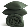 image:imageBedsure Oliver Green Queen Bedding Comforter Set Waffle Breathable Bedding Set All Season Comforter with 3 Pieces 1 Waffle Weave Comforter 90x90 and 2 Pillowcases 20x26Oliver Green