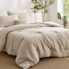 image:imageBedsure Oliver Green Queen Bedding Comforter Set Waffle Breathable Bedding Set All Season Comforter with 3 Pieces 1 Waffle Weave Comforter 90x90 and 2 Pillowcases 20x26Beige
