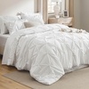 image:imageBedsure Oversized King Comforter Set Grey  Bed in a Bag Bedding Set 7 Pieces GentleSoft Pintuck Bed Set Gift for Family Pinch Pleat Grey Comforter with Sheets Pillowcases amp Shams03  White