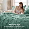 image:imageBedsure Oversized King Comforter Set Grey  Bed in a Bag Bedding Set 7 Pieces GentleSoft Pintuck Bed Set Gift for Family Pinch Pleat Grey Comforter with Sheets Pillowcases amp Shams31  Pea Green