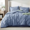 image:imageBedsure Oversized King Comforter Set Grey  Bed in a Bag Bedding Set 7 Pieces GentleSoft Pintuck Bed Set Gift for Family Pinch Pleat Grey Comforter with Sheets Pillowcases amp Shams08  Slate Blue
